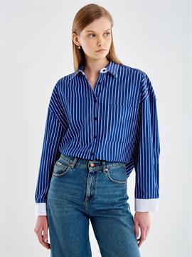 VICOLO CAMICIA RIGHE E25D BLU