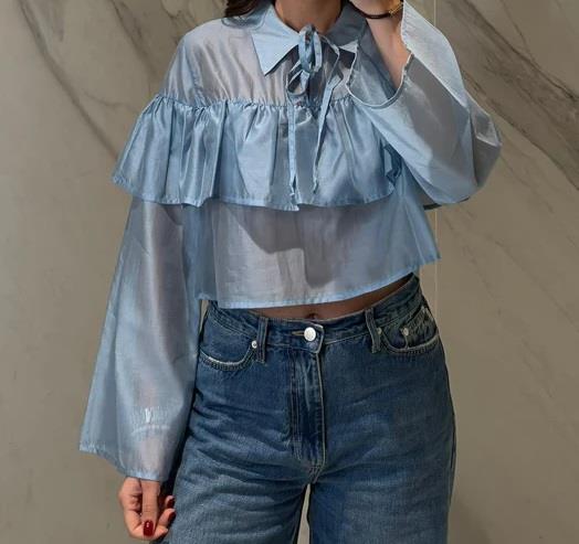 VICOLO BLUSA E26D AZZURRO